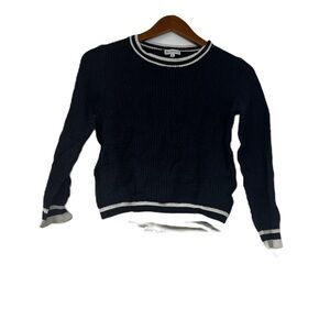 Bluemint girls 14y prep navy white trim knit sweater cropped nautical casual fun